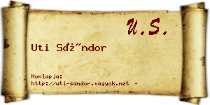 Uti Sándor névjegykártya